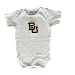 BAYLOR UNIVERSITY BEARS Romper Sz 3-6 mos White Green Yellow Future Tailgater